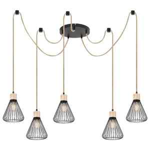Rábalux 3150 Farfalle indusztriális beltéri függeszték E27 5x MAX 40W IP20 fekete
