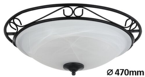 Rábalux 3723 Athen mediterrán beltéri mennyezeti lámpa E27 3x MAX 60W IP20 fekete