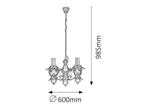 Rábalux 7860 Enna klasszikus beltéri csillár E14 3x MAX 40W IP20 fekete - Image 3