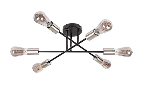 Rábalux 71026 Branwen indusztriális beltéri mennyezeti lámpa E27 6x MAX 25W IP20 matt fekete