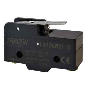 Tracon LS15GW21-B Helyzetkapcsoló,rugószáras 1xCO,2A/230V AC-15,0,3A/250V DC-13,17mm,IP00