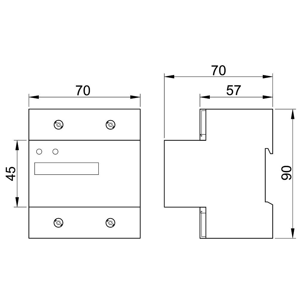 Tracon TVO-F3-4M LCD kijelzésű fogyasztásmérő,közvetlen,3 fázisú,4 modul 400V / 10 A Pd=3W - Image 2