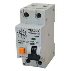 Tracon KVKMB-32/300 Kombinált védőkapcsoló,2P,2 modul,B karakterisztika 32A,300 mA,6kA,AC