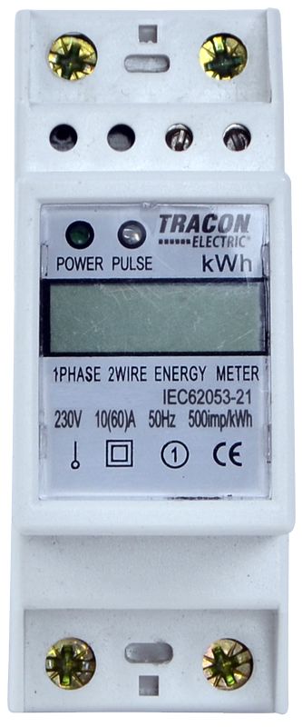 Tracon TVOF12 LCD kijelzésű fogyasztásmérő,közvetlen,1 fázisú,2 modul 230VAC / 10A - Image 2