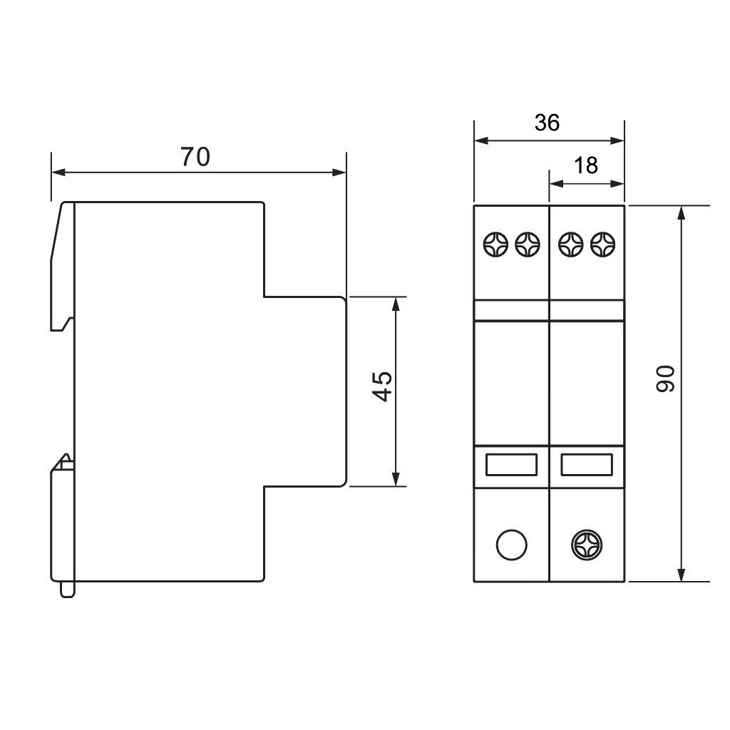 Tracon ESPD2+3-40-3+1P T2+T3 AC típusú túlfeszültséglevezető,egybeépített Uc:275V; In:20kA; Imax40kA; Uoc:10kV; Up:1,3/1,5kV; 3+1P - Image 3