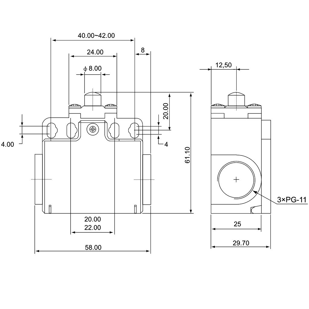 Tracon VT110 Helyzetkapcsoló,kúpos-ütközős 1xNO+1xNC,6A/230V AC-15,0,3A/250V DC-13,IP65 - Image 2