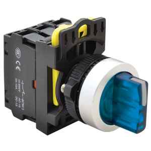 Tracon NYK3-SL34B Világítókaros kapcsoló,kék,LED,háromállású,rugóvissza 1×NO+1×NC,5A/230V AC-15,IP65,LED 230V AC/DC