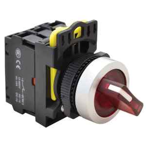 Tracon NYK3-SL24R Világítókaros kapcsoló,piros,LED,kétállású,rugóvissza 1×NO+1×NC,5A/230V AC-15,IP65,LED 230V AC/DC