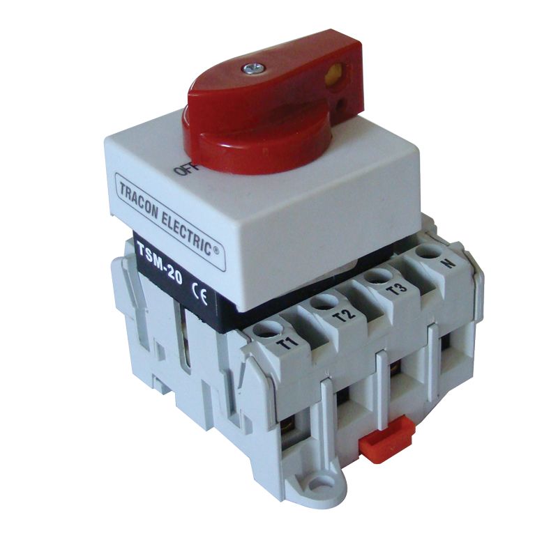 Tracon TSM-32/3 Sorolható lakatolható szakaszoló kapcsoló 400V,50Hz,32A,3P,7,5kW,42×42mm