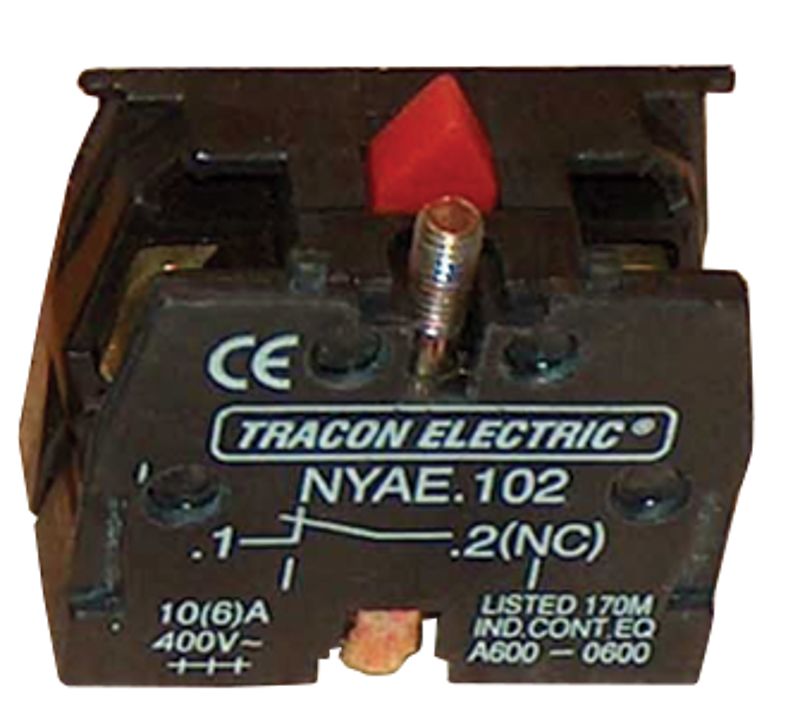 Tracon NYAE102 Érintkező-egység fémalapra szerelt nyomógombokhoz 1×NC,3 A/400 V