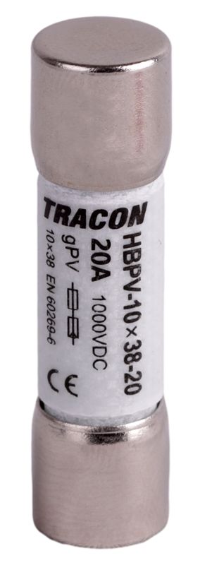 Tracon HBPV-10X38-20 Hengeres biztosító PV gPV,20A,1000VDC,10kA,10x38