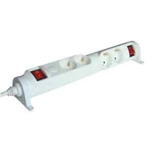 Tracon HRRK2/2 Forgatható-rögzíthető elosztósáv,kapcsolós 2×2×SCHUKO,3m,max.16A,250VAC,3680W,3x1,5mm²,H05VV-F