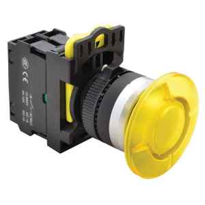 Tracon NYG3-MLY Gombafejű világító nyomógomb,sárga 1×NO,5A/230V AC-15,40mm,IP65,LED 230V AC/DC