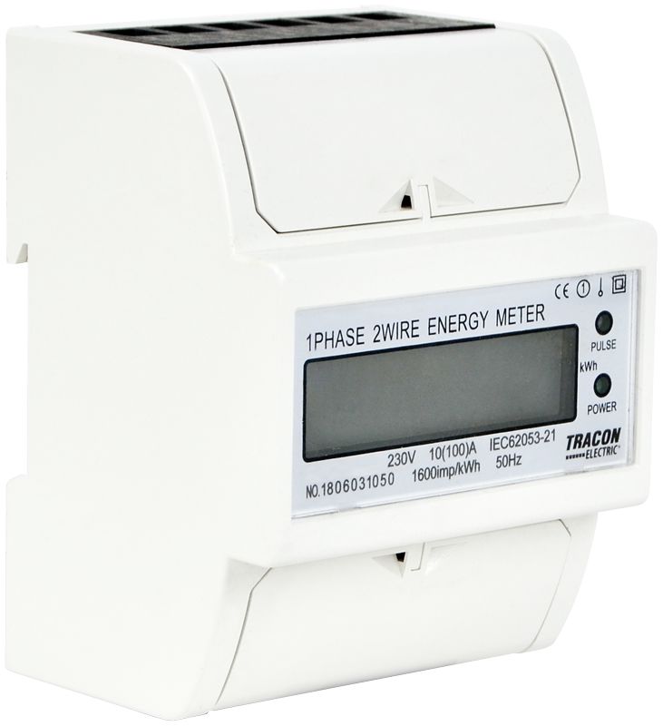 Tracon TVOF14 LCD kijelzésű fogyasztásmérő,közvetlen,1 fázisú,4 modul 230VAC / 10A