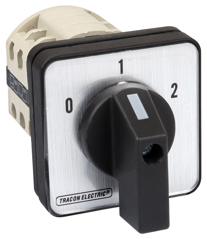 Tracon TKB-126/3 Választókapcsoló,0-1-2 400V,50Hz,125A,2×3P,30kW,88×88mm,60°