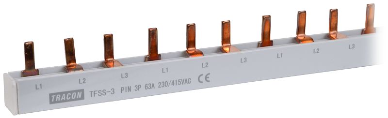 Tracon TFSS-3 Soroló sín - csapos kivitelű max.63A,230/400VAC,3P,56modul,1m