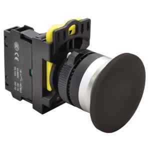 Tracon NYG3-MBK Gombafejű nyomógomb,fekete 1×NO,5A/230V AC-15,40mm,IP65