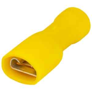 Tracon STCSH6 Teljes szigetelésű rátolható csatl. hüvely,sárgaréz,sárga 6mm²,6,3×0,8 mm