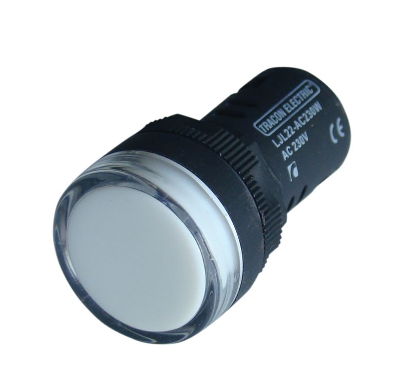 Tracon LJL16-WF LED-es jelzőlámpa,fehér 400V AC,d=16mm