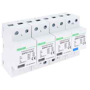 Tracon ESPD1+2-50-3+1P T1+T2 AC típusú túlfeszültséglevezető,egybeépített Uc:385V; Iimp:50/100kA; In:50/100kA; Up:2,5kV; 3+1P