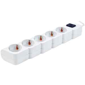 Tracon HKD-5 Hordozható elosztósáv kapcsolóval,fehér 5×SCHUKO,1,4m,max.16A,250VAC,3680W,3x1mm²,H05VV-F