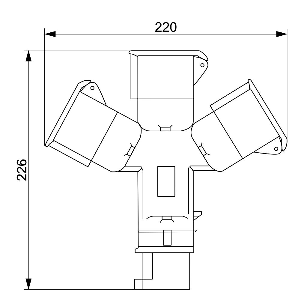 Tracon TICS-1024 Ipari elosztó-csatlakozóaljzat 16A,IN 1x3P+E 6h,OUT 3x3P+E 6h,IP44 - Image 2