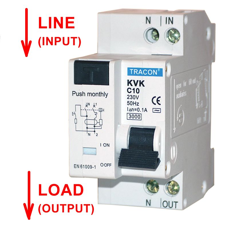 Tracon KVK-32/30 Kombinált védőkapcsoló,2P,2 modul,C karakterisztika 32A,300mA,3kA,AC,E3