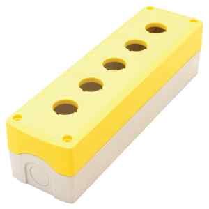 Tracon NYGD-5YE Összeállított tokozat nyomógombokhoz,sárga,5-es d=22,5,IP65,2×PG-13,5
