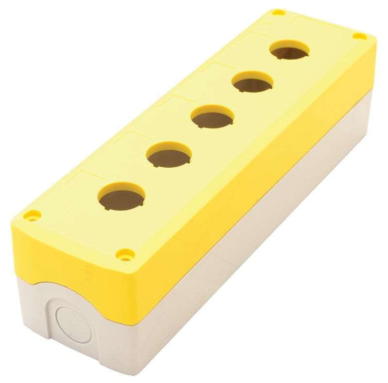 Tracon NYGD-5YE Összeállított tokozat nyomógombokhoz,sárga,5-es d=22,5,IP65,2×PG-13,5