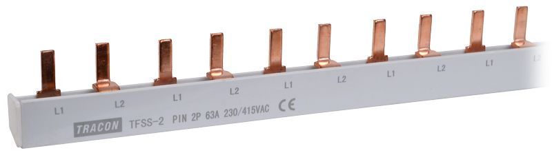 Tracon TFSS-2 Soroló sín - csapos kivitelű max.63A,230/400VAC,2P,56modul,1m