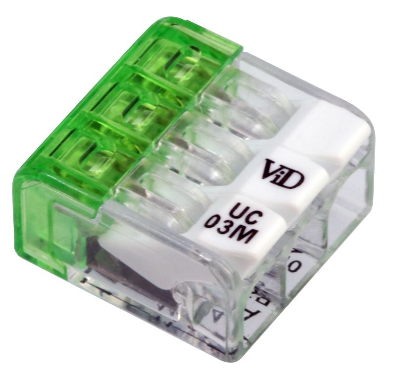 Tracon RVONK3 Csavar nélküli vezetékösszekötő,nyitható átlátszó 0,2-2,5mm²,24A,450VAC 3P - Image 2