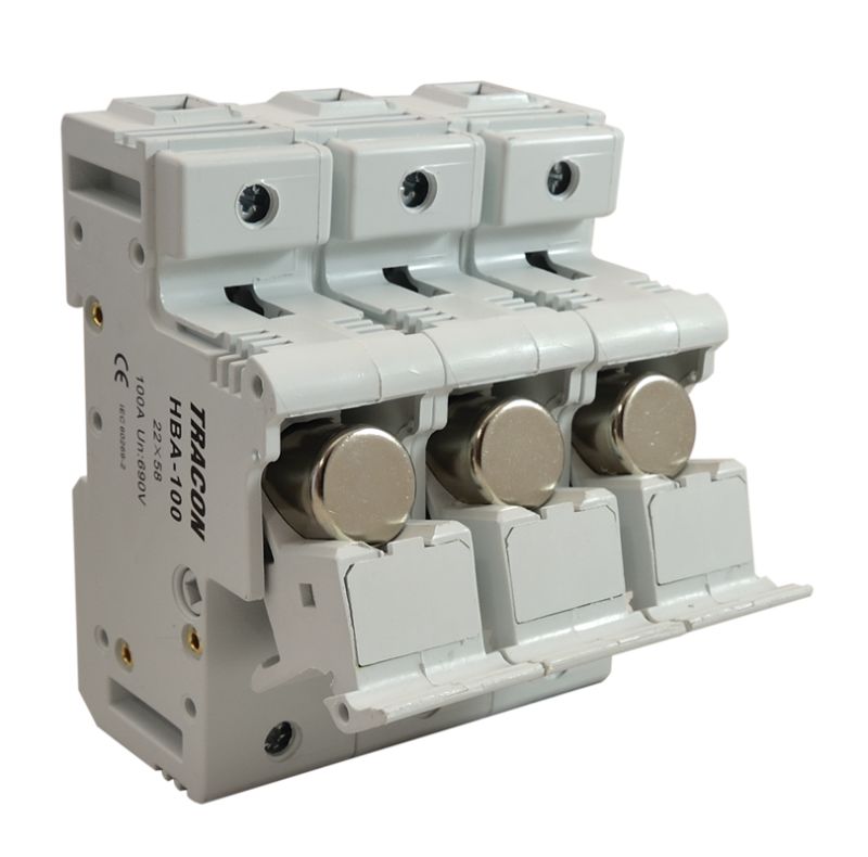 Tracon HBA-3P-100 Szakaszolókapcsoló-biztosítóhengeres bizt.hoz,maszkolható 100A,22x58mm; Un=230V/400V - Image 3