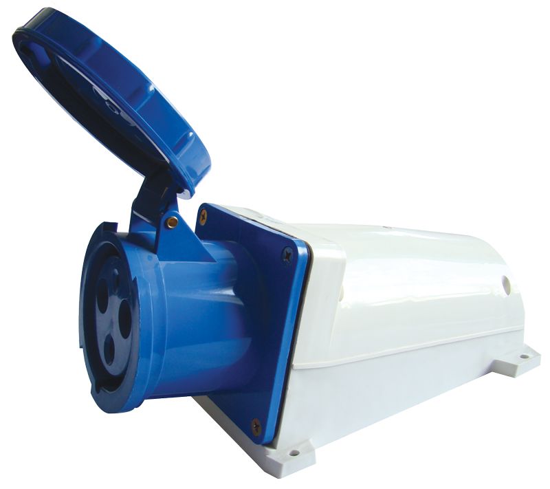 Tracon TICS-143 Felületre szerelhető ipari csatlakozóaljzat 125A,250V,2P+E,6h,IP67