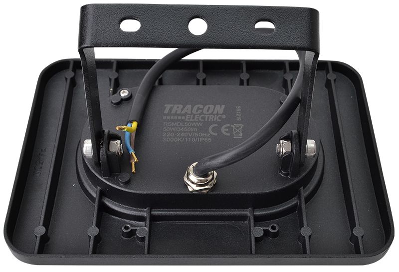 TRACON RSMDL50WW Fekete SMD fényvető 50W, 3000K, IP65, 220-240V AC, 3800lm, EEI=G - Image 2