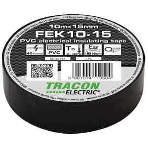 Tracon FEK10-15 Szigetelőszalag,fekete 10m×15mm,PVC,0-90°C,40kV/mm