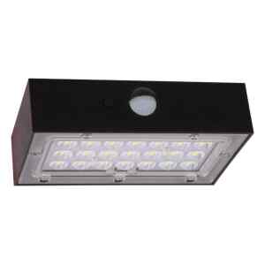 Tracon LSBB3W Napelemes LED fali világítótest mozgásérzékelővel,fekete 3W,4000K,350 lm,IP65,3,7 V,1,2Ah