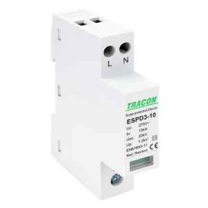 Tracon ESPD3-10-2P T3 AC típusú túlfeszültség levezető,egybeépített Uc:275V; In:10kA; Uoc:20kV; Up:1,2kV; 2P