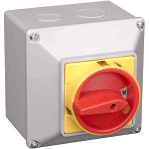 Tracon TKFL-63T Tokozott főkapcsoló,lakatolható,BE-KI 400V,50Hz,63A,4P,18,5kW,64×64mm,IP44