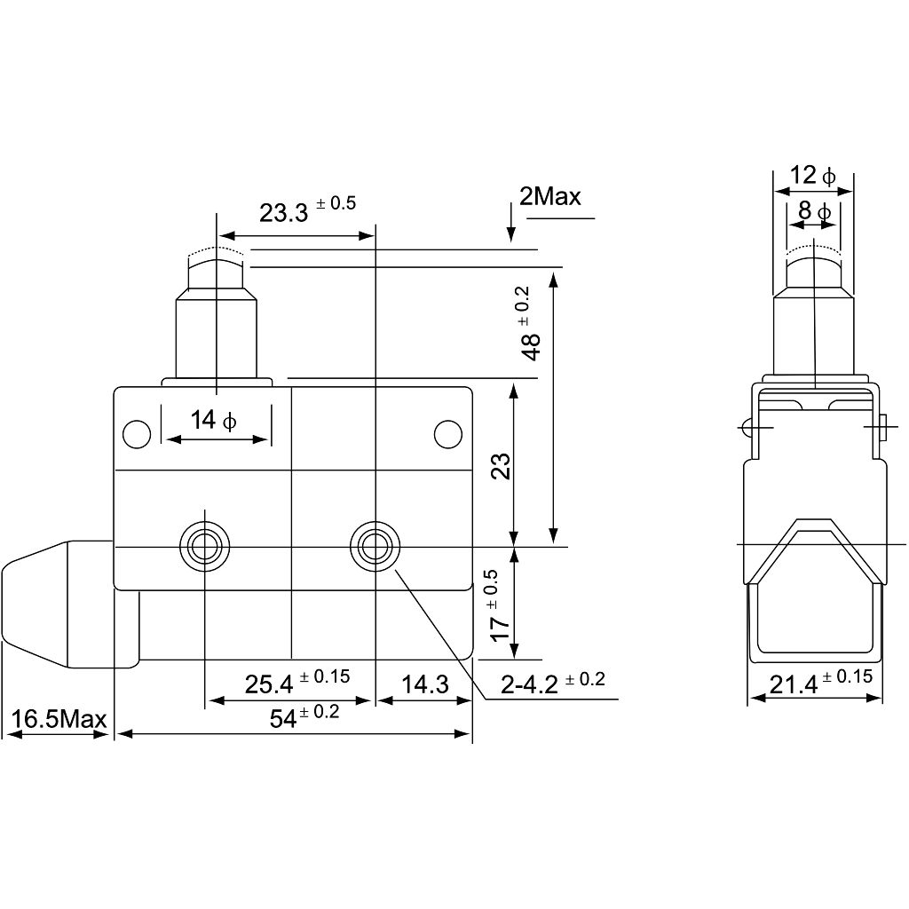 Tracon LS7110 Helyzetkapcsoló,kúpos,ütközős 1xCO,2A/230V AC-15,0,3A/250V DC-13,22mm,IP40 - Image 2