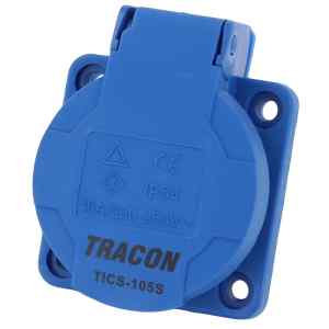 Tracon TICS-105S Beépíthető csatlakozóaljzat,oldalsó védőérintkezővel,kerek 16A,250V,2P+E,IP54