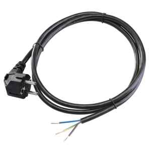 Tracon DVK3X1.0 Csatlakozódugó kábellel,fekete 3×1,0mm²,2m,16A,250VAC,H05VV-F,3680W