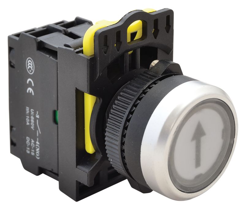 Tracon NYK3-P3L Jelölt,világító nyomókapcsoló,fehér,1×NO,5A/230V AC-15,IP65,LED 230V AC/DC