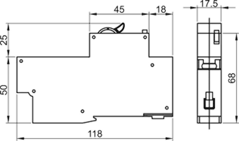 Tracon KVKV-6/10 Kombinált védőkapcsoló,2P,1 modul,C karakterisztika 6A,100mA,10kA,AC,E3 - Image 2