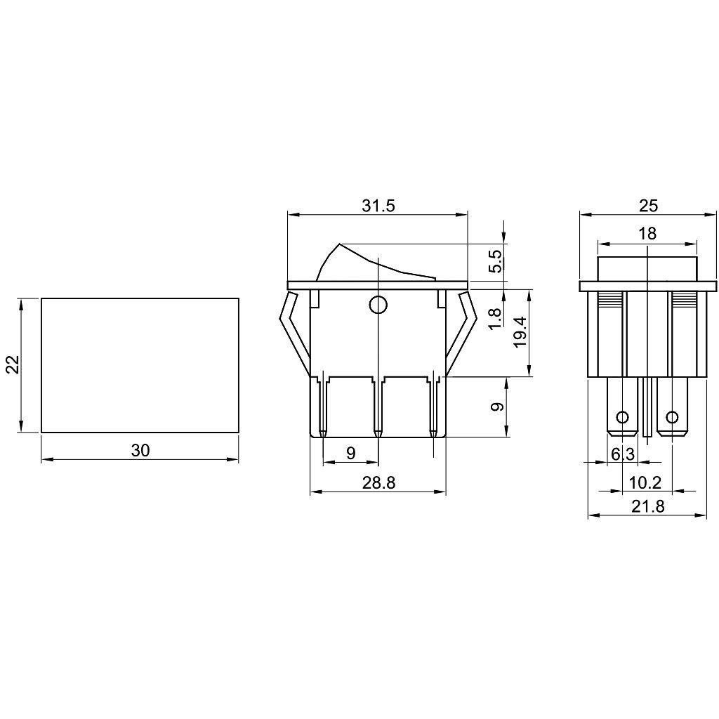 Tracon TES-53 Készülékkapcsoló,BE-KI,2-pólus,fekete,0-I felirattal 16A,250V AC - Image 2