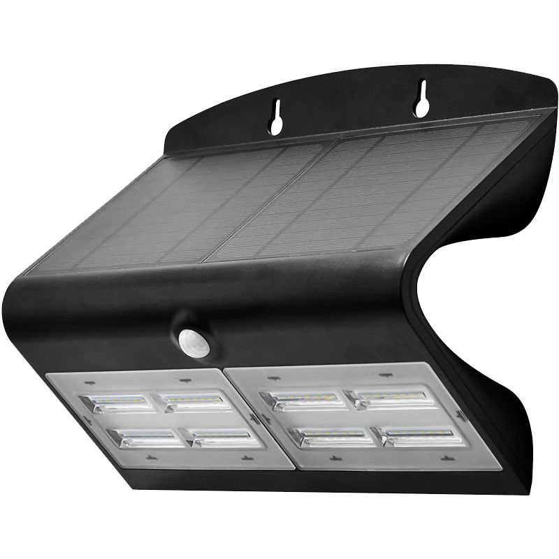 Tracon LSLBB7W Napelemes LED fali világítótest mozgásérzékelővel,fekete 6,8 W,4000 K,800 lm,IP65,3,7 V,4 Ah
