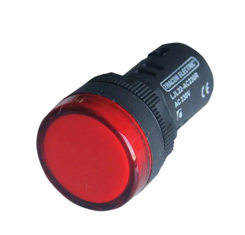 Tracon LJL22-RF LED-es jelzőlámpa,piros 400V AC,d=22mm