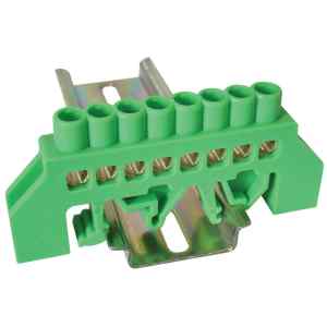 Tracon NPE-G6-8 Szigetelt földelősín,zöld 230/400VAC,63A,6×9mm,8P,IP20