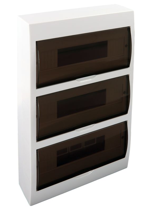 Tracon EDFK-14/3 Falon kívüli elosztódoboz,füstszínű ajtóval,N/PE sínnel 3×14 modul,IP40