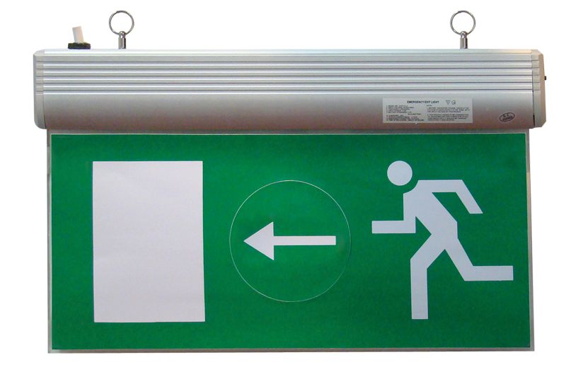 Tracon EXIT-01-J Élvilágítós LED kijáratjelző ragasztható piktogramokkal 230V,50Hz,13×LED,3h,2,4V / 900mAh,Ni-Cd