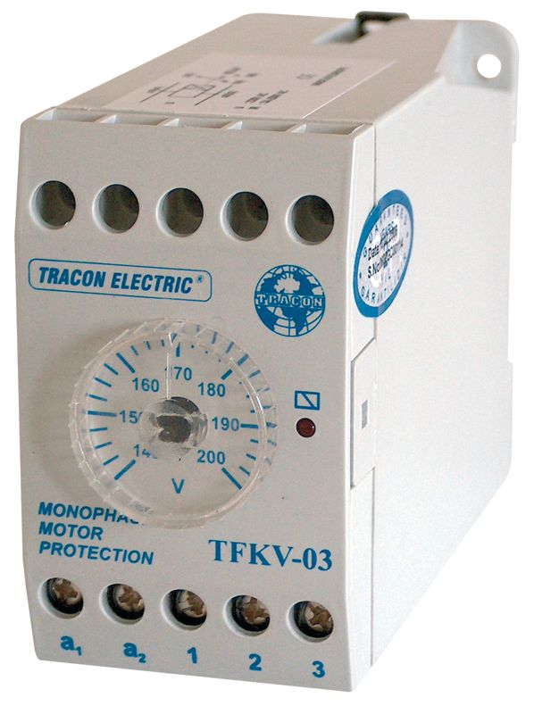 Tracon TFKV-03 Védőrelé,feszültségcsökkenési 1 fázisú rendszerhez 230V AC,140-200V/240V AC,5A/250V AC